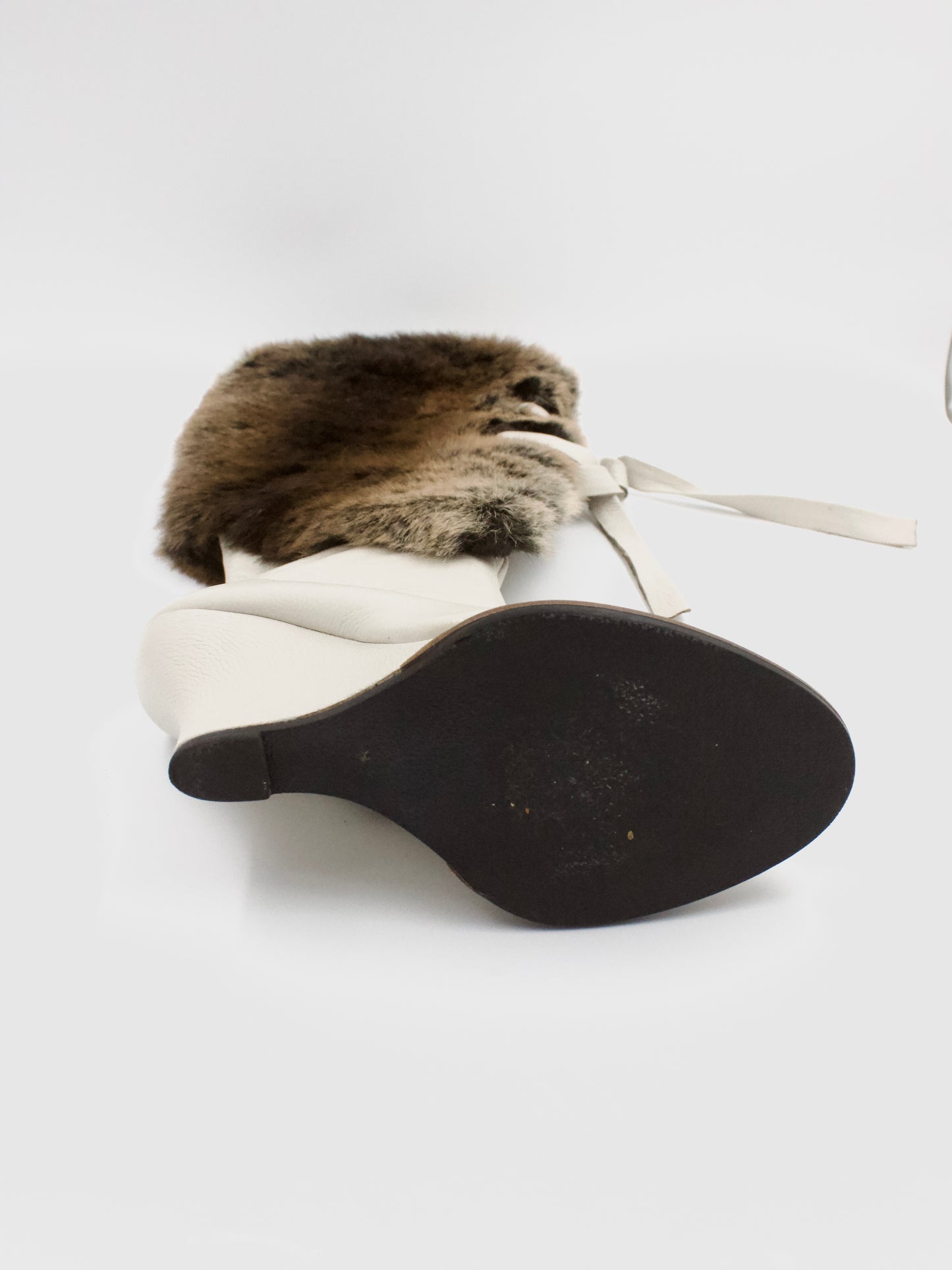 Cream Gucinari Fur Wedge Boots